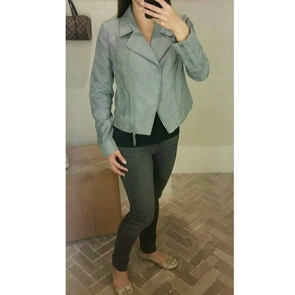 Anthropologie Hei Hei Vegan suede moto jacket XS NWT Gray Grey - Picture 5 of 5